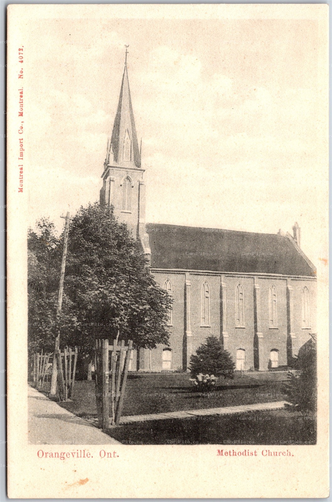 Postcard Orangeville Ontario c1910s Methodist Church Dufferin County