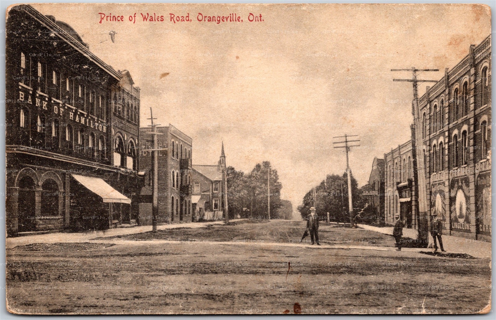 Postcard Orangeville Ontario c1917 Prince of Whales Street Dufferin Co. by Pugh