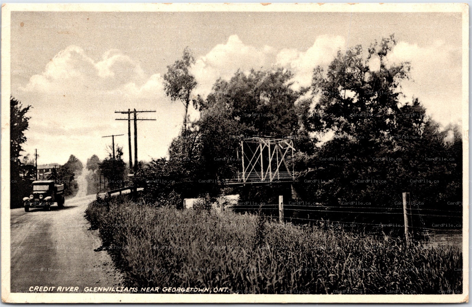 Postcard Glen Williams Ontario c1937 Credit River near Georgetown by Rumsey