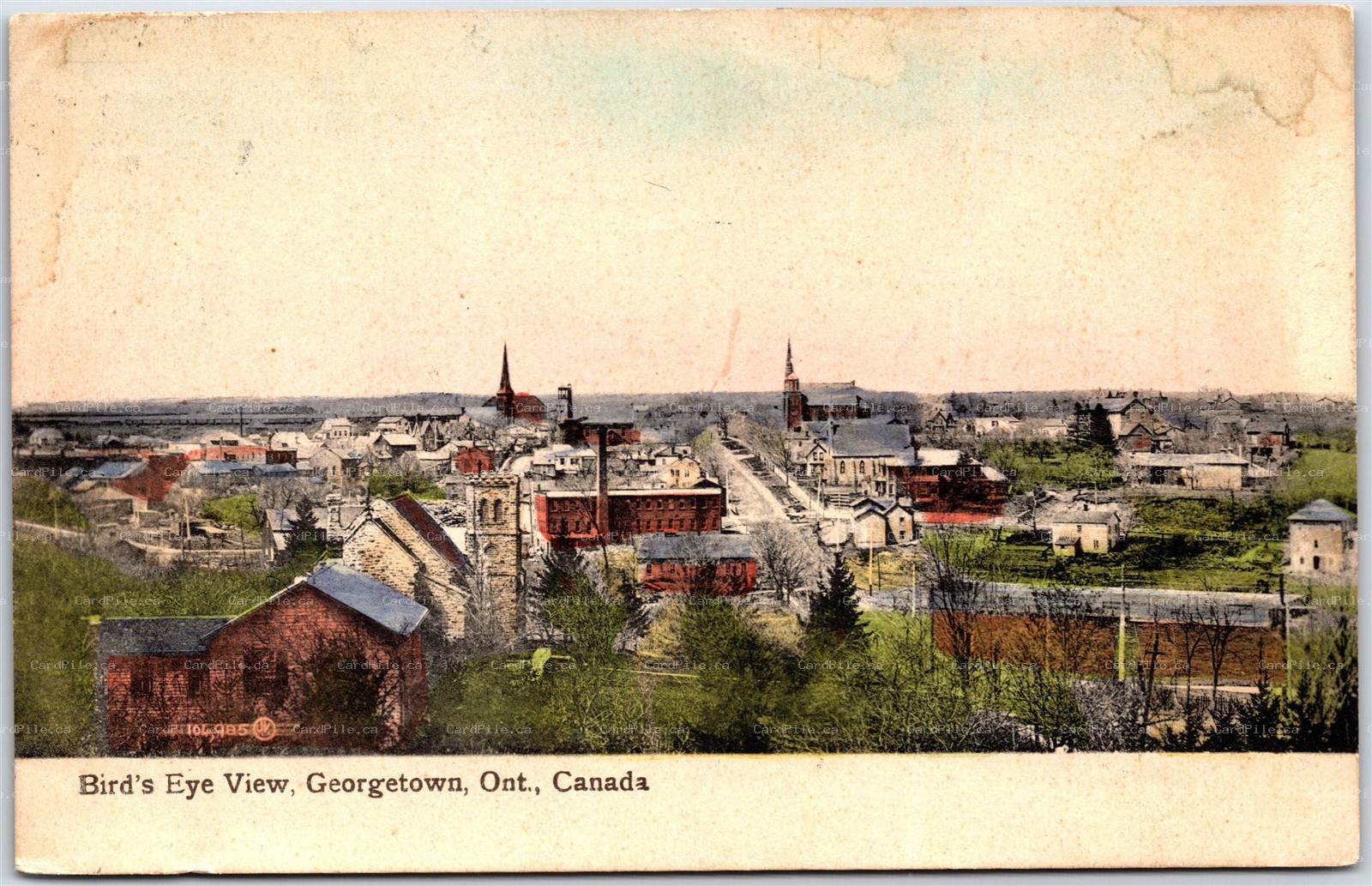 Postcard Georgetown Ontario c1912 Birds Eye View Halton Region