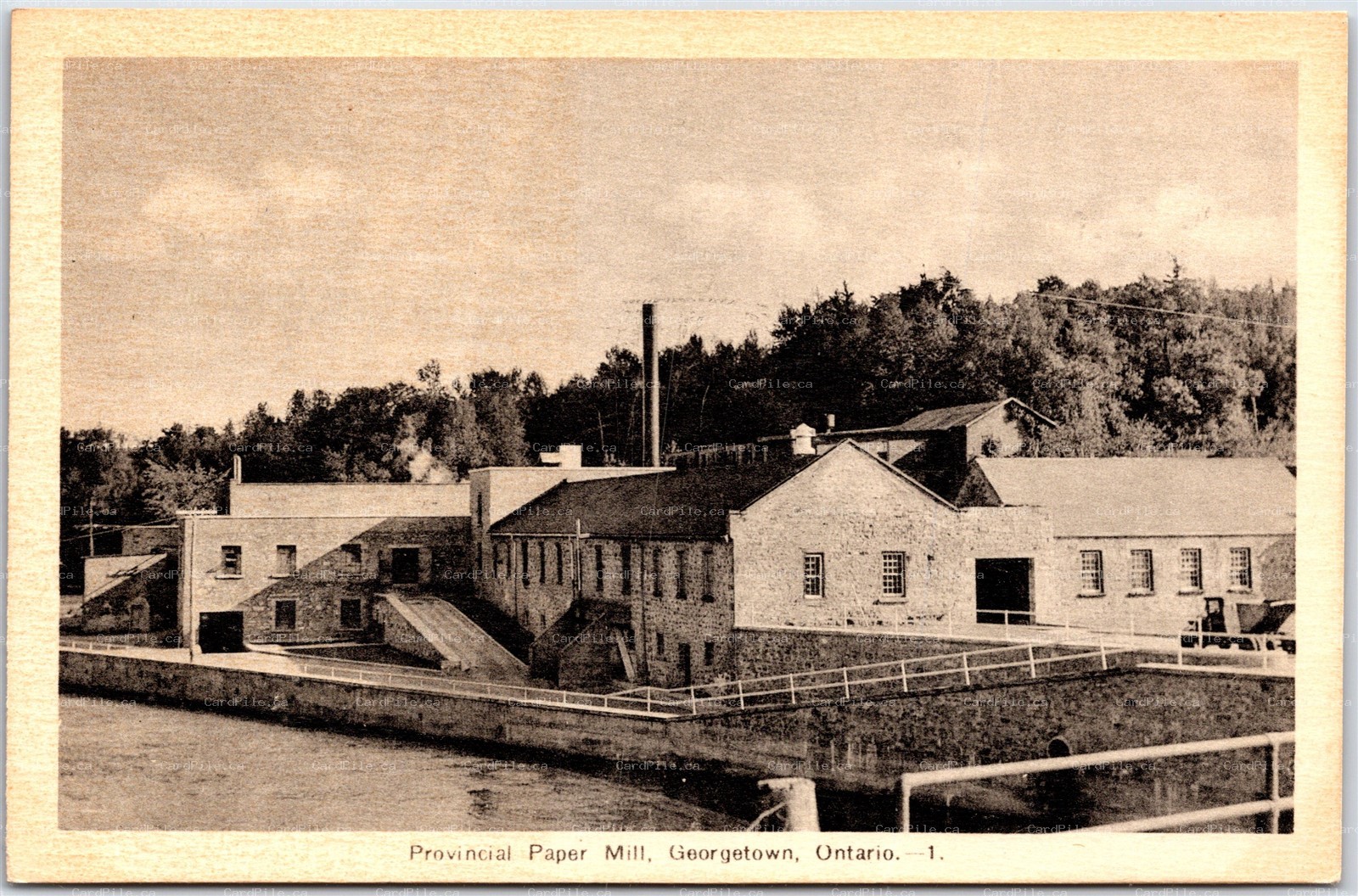 Postcard Georgetown Ontario c1930s Provincial Paper Mill Halton Region