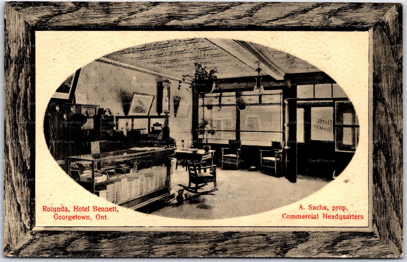 Postcard Georgetown Ontario c1910s Hotel Bennett Rotunda A. Sachs prop. Halton
