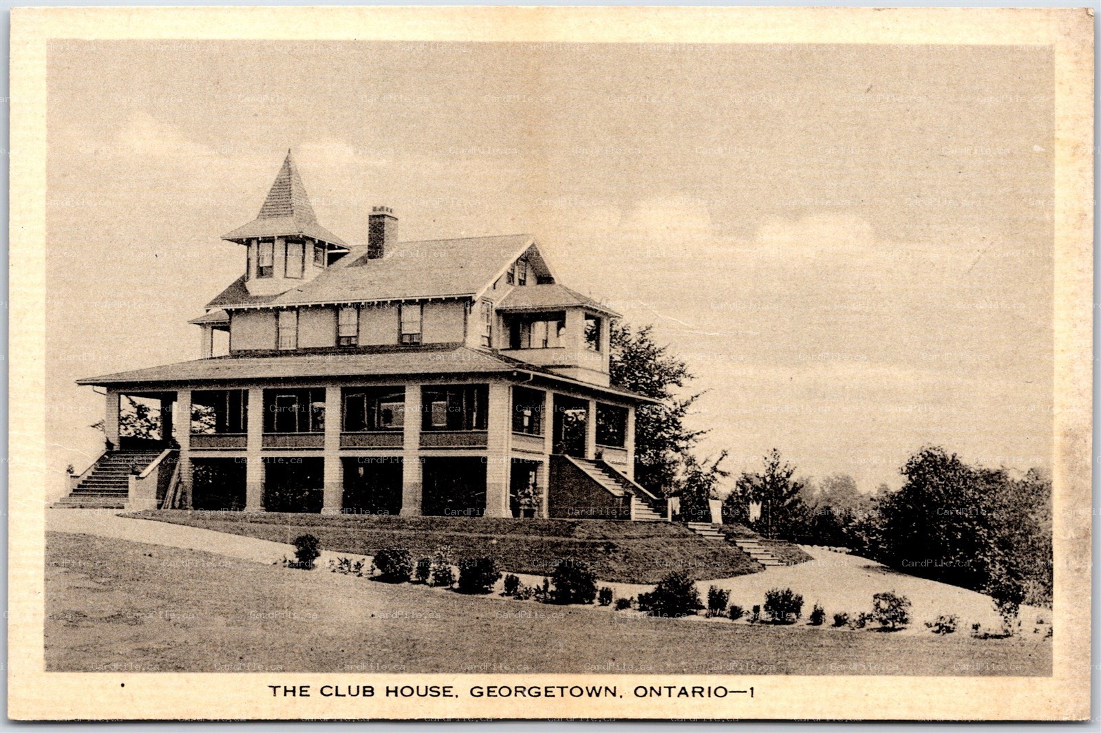 Postcard Georgetown Ontario c1930s Golfing The Club House Halton Region