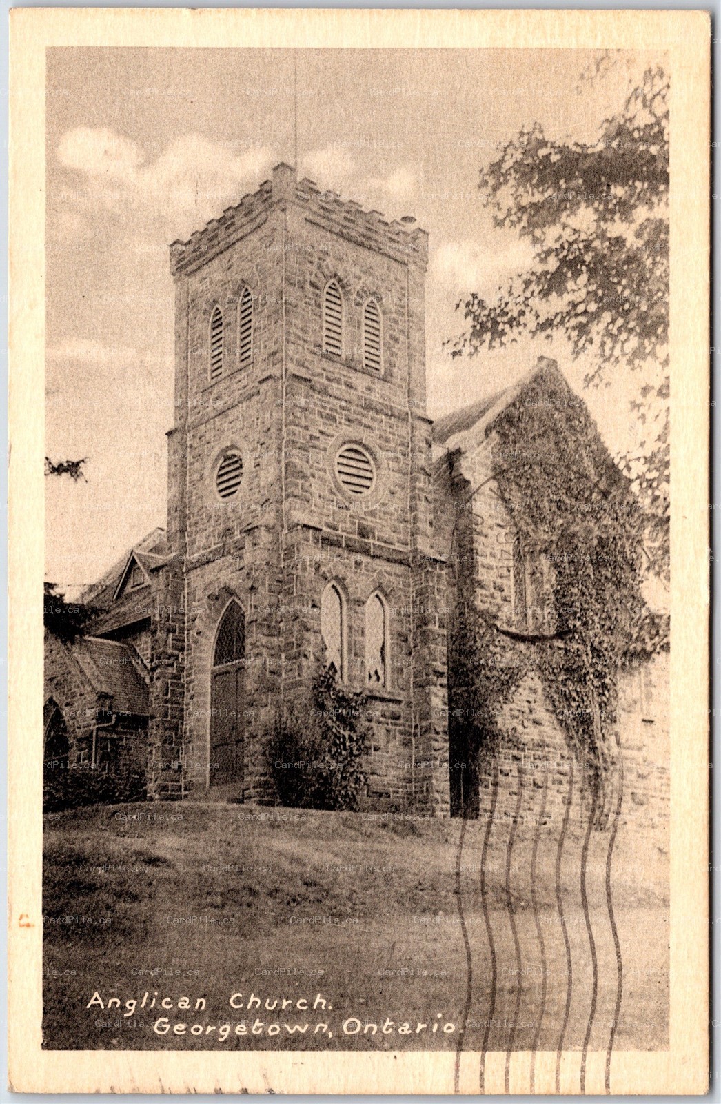 Postcard Georgetown Ontario c1940 Anglican Church Halton Region by F. H. Leslie
