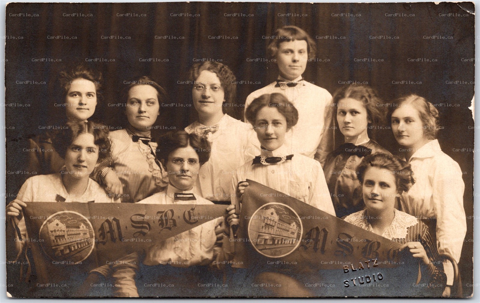 RPPC c1914 Parkersburg WV Mountain State Business College Women Pennant