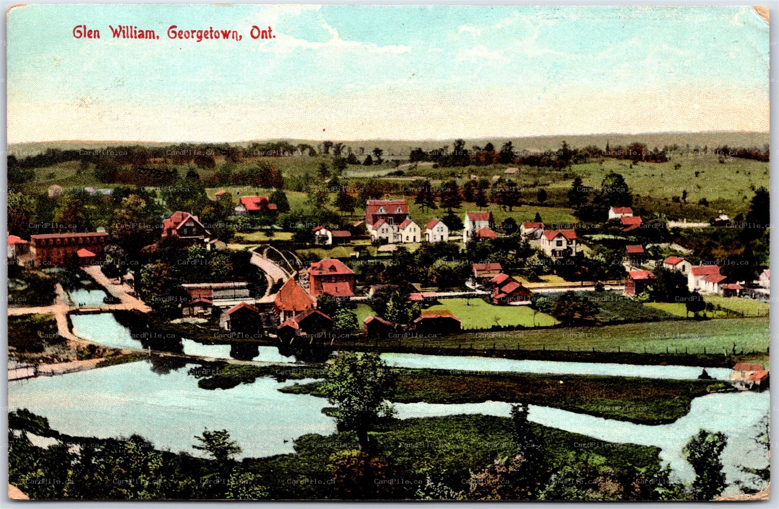 Postcard Georgetown Ontario c1911 Scenic View of Glen William Split Ring Cancel