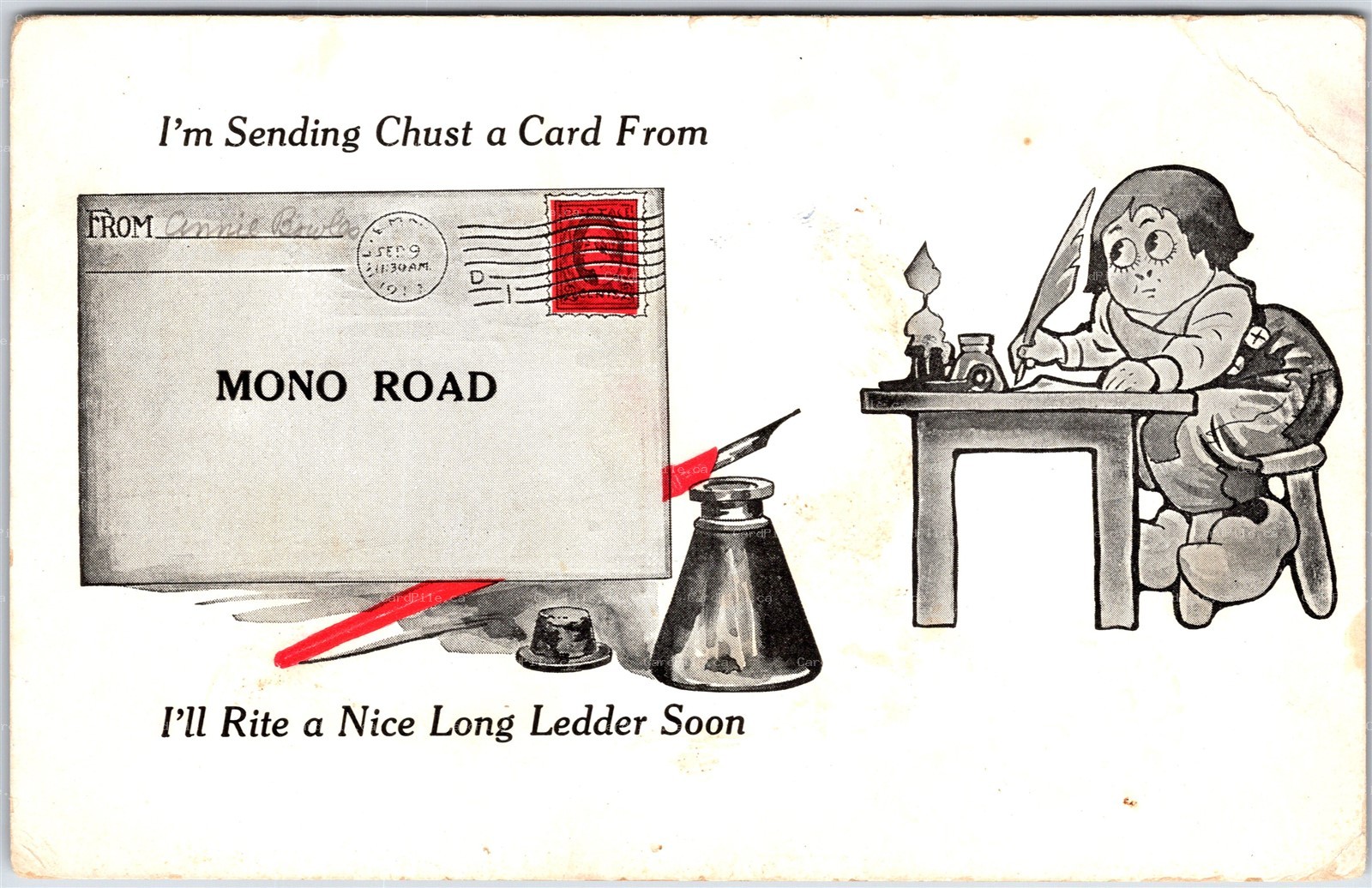 Postcard Mono Road Station Ontario c1913 Split Ring Cancel Peel Region