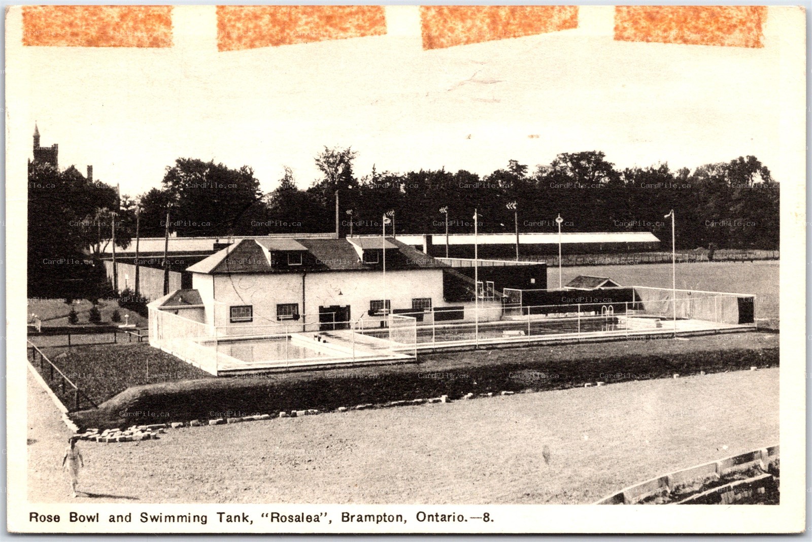 Postcard Brampton Ontario c1958 Rose Bowl and Swimming Tank Pool Rosalea Peel