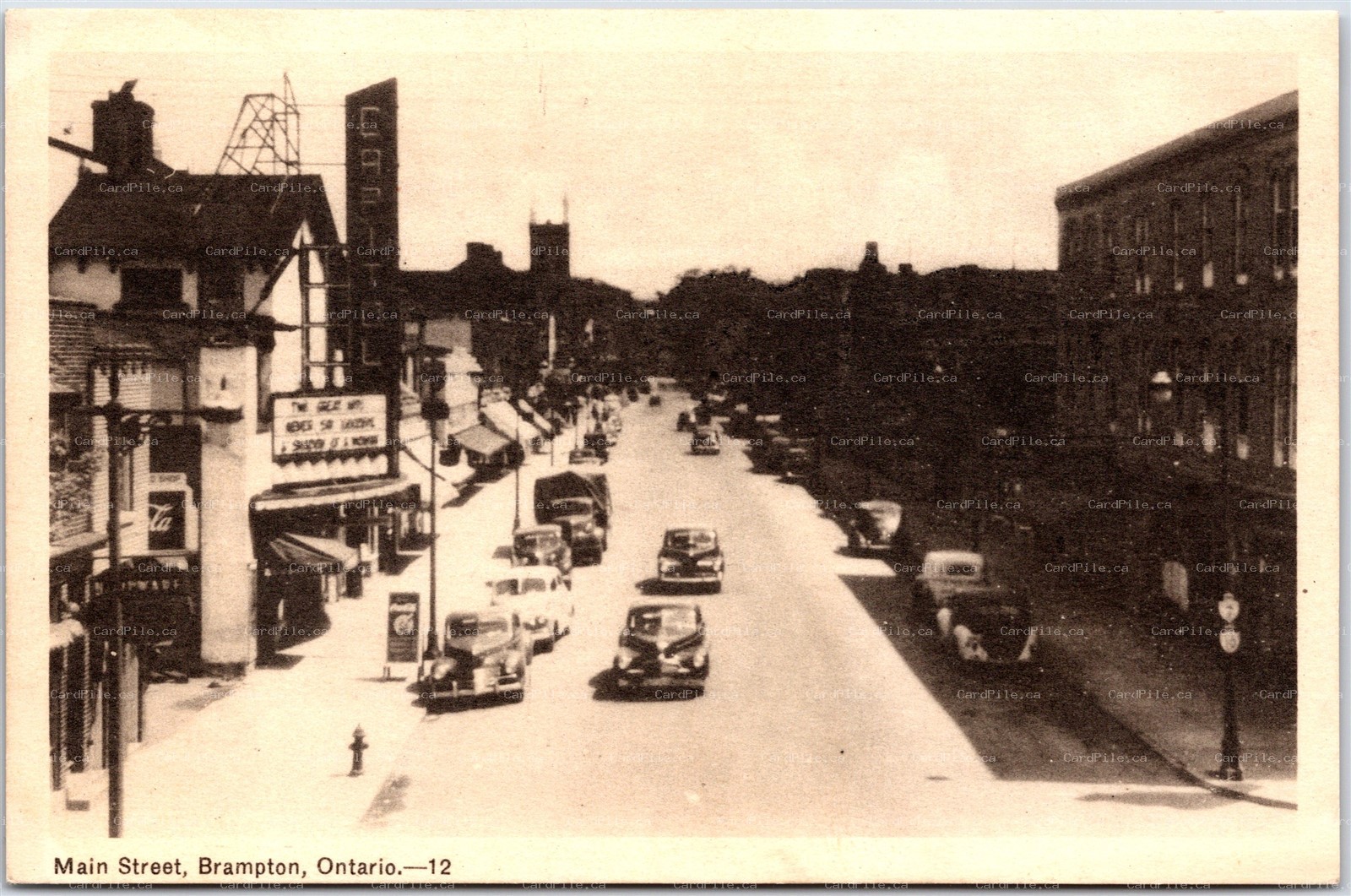 Postcard Brampton Ontario Main Street Capitol Theatre Old Cars Peel by PECO