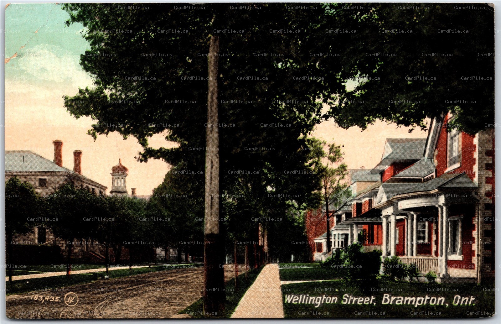 Postcard Brampton Ontario c1910 Wellington Street Peel Region *as is*