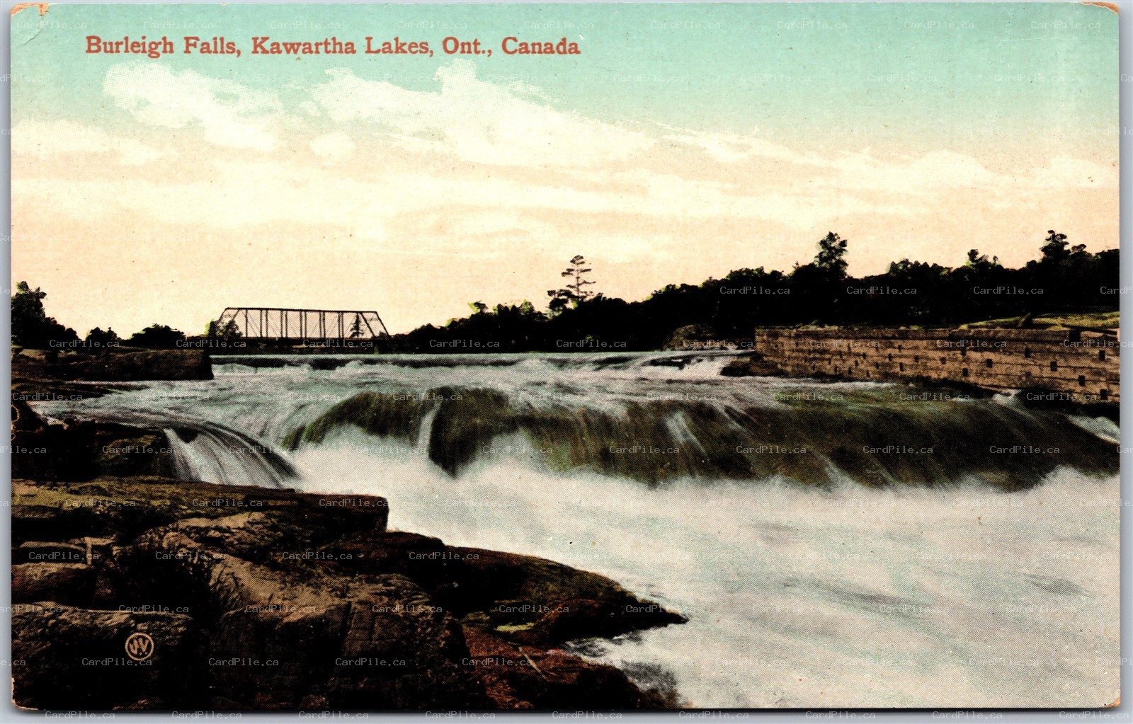 Postcard Burleigh Falls Kawartha Lakes Ontario Scenic View Bridge