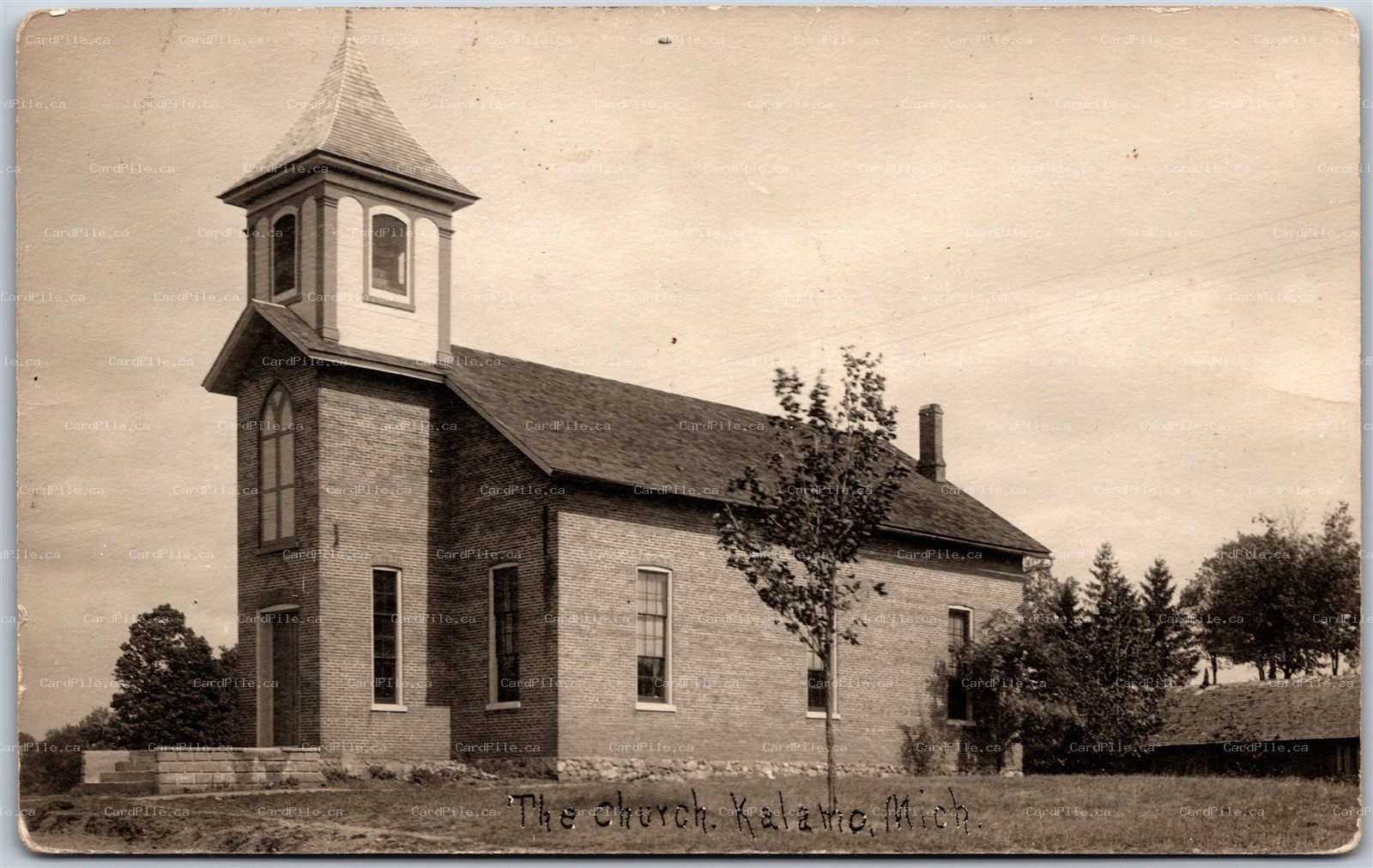 Postcard RPPC c1910s Kalamo Michigan The Church Eaton County Real Photo