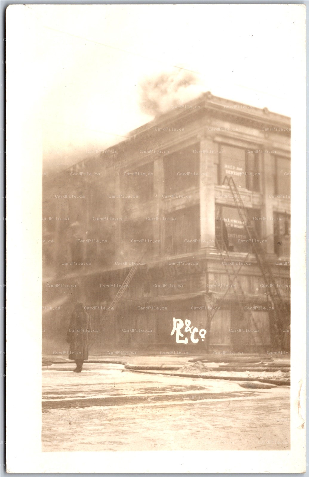 Postcard RPPC c1918 Edmonton Alberta Enderton Building Fire by R. L. & Co.