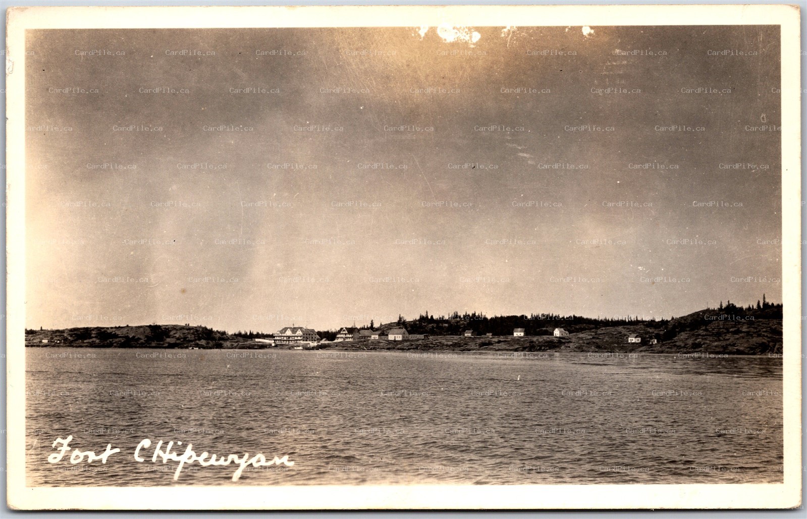 Postcard RPPC Fort Chipewyan Alberta View of Town on Lake Athabasca