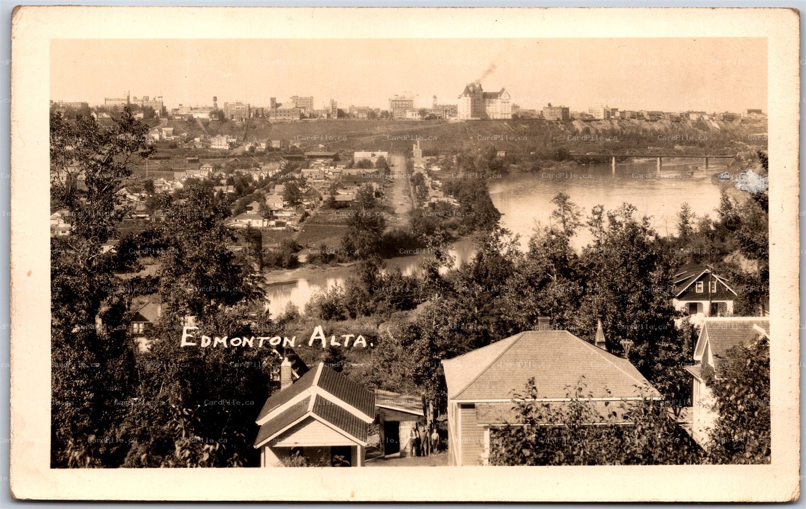 Postcard RPPC c1910s Edmonton Alberta Birds Eye View of Town *as is*