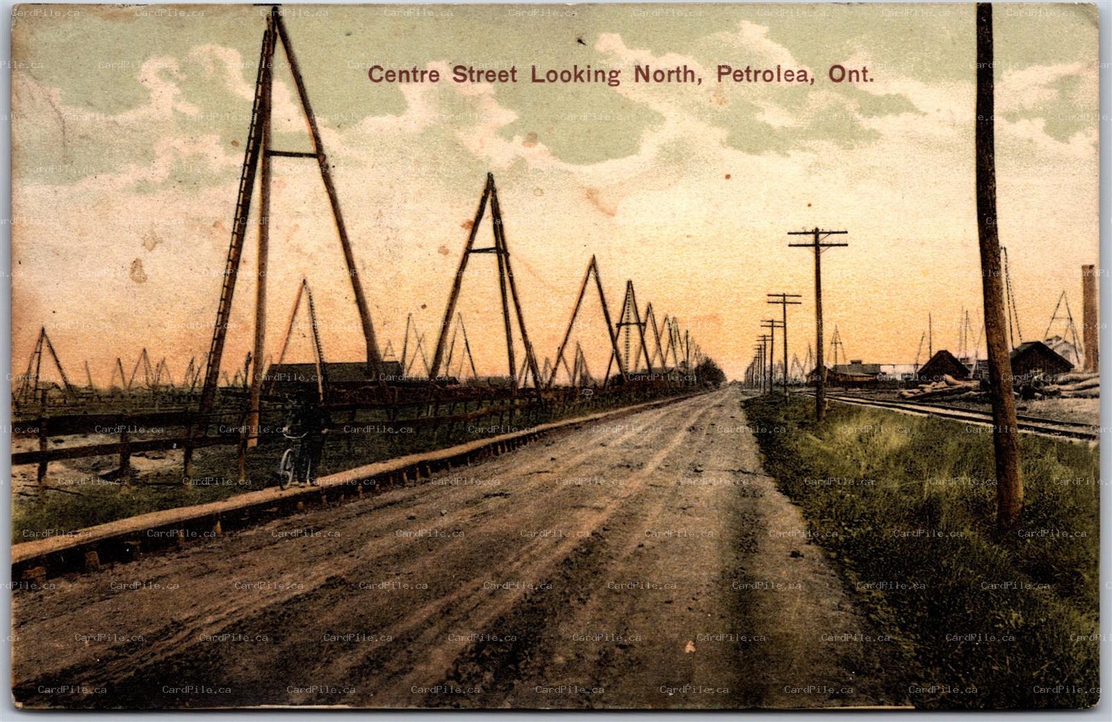 Postcard Petrolia Ontario c1910s Centre Street Looking North Lambton County