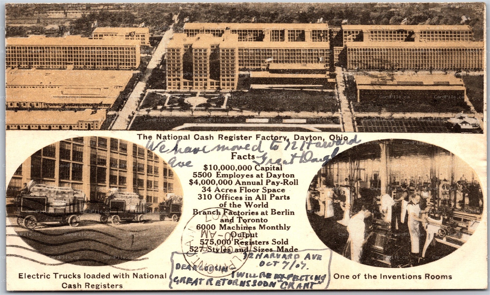 Postcard Dayton Ohio c1907 National Cash Registry Advertisement Facts Multi View
