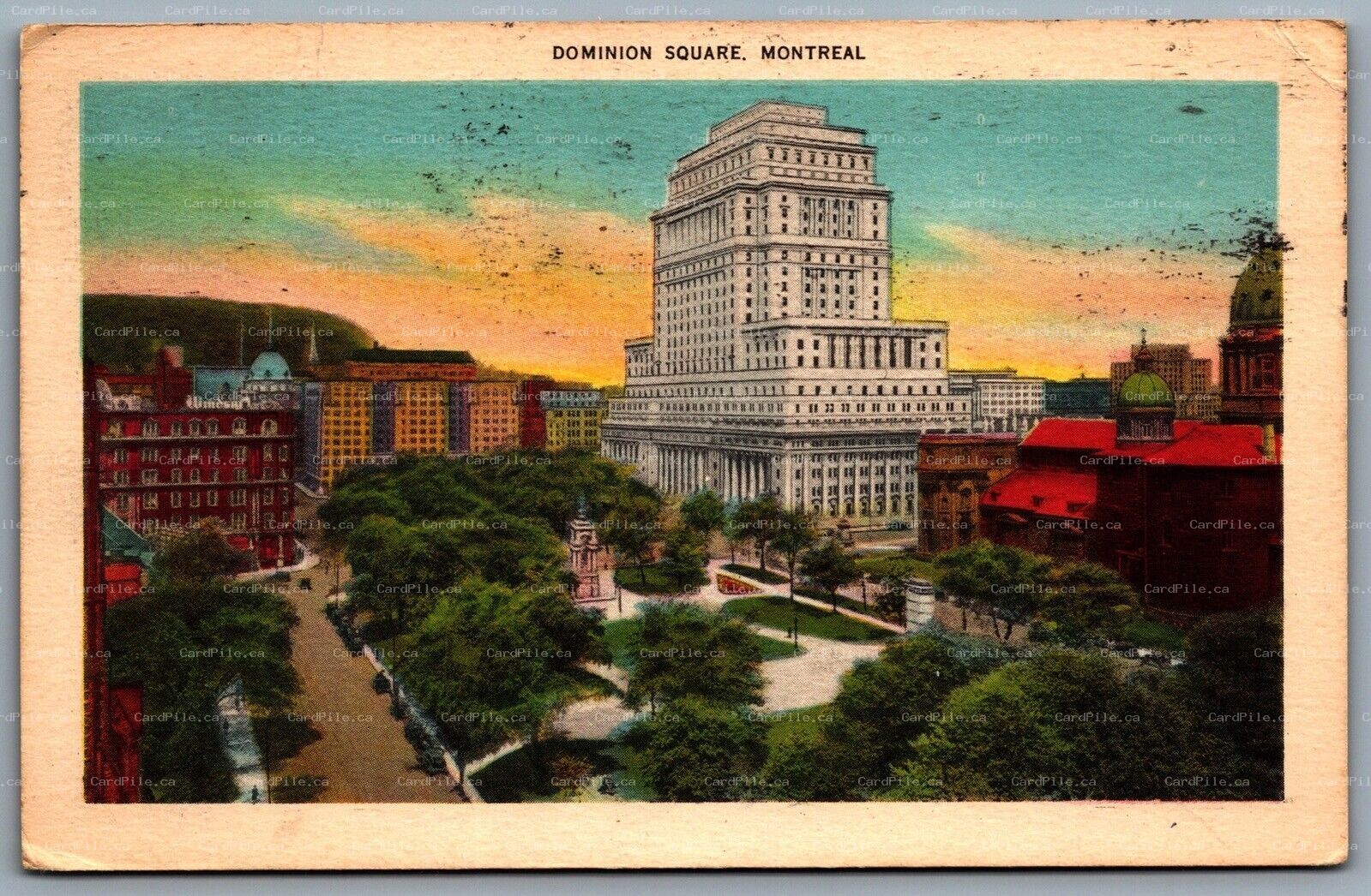Postcard Montreal Quebec c1946 Dominion Square CDS Machine Cancel