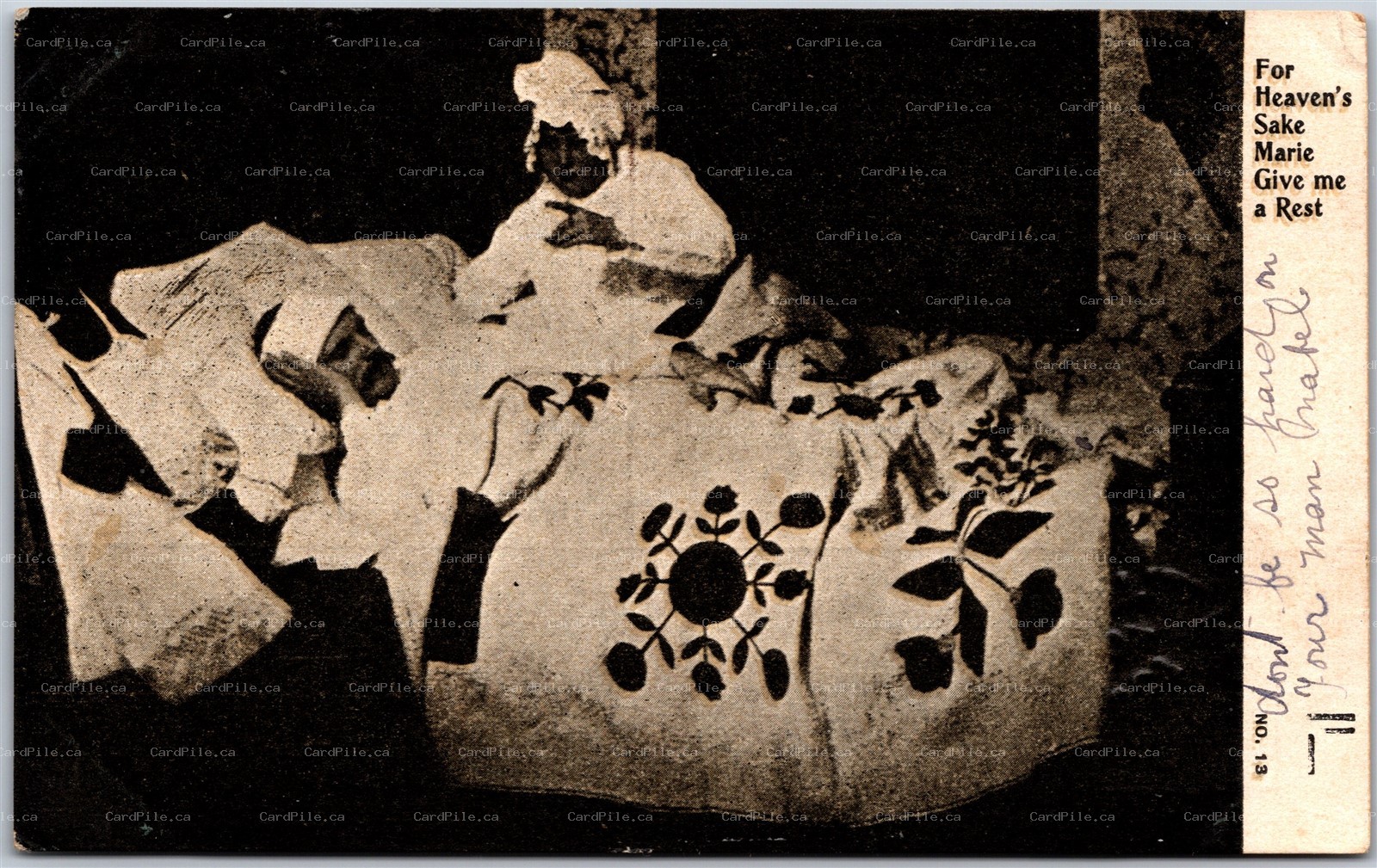 Postcard Romance c1907 Give Me a Rest Couple Split Ring Cancel Everton Ontario