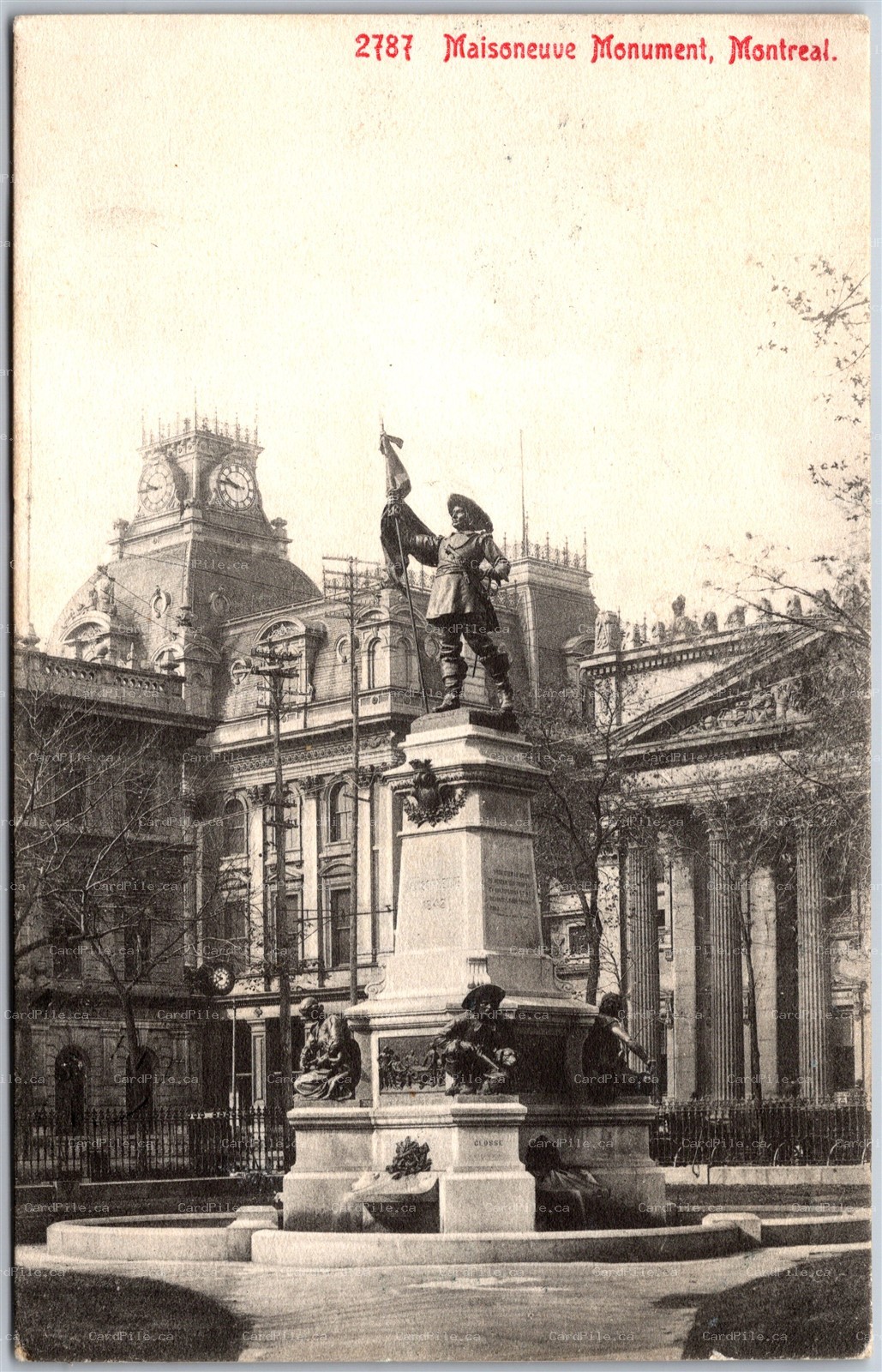 Postcard Montreal Quebec 1906 Maisoneuve Monument Misssent Cancel to Oil Springs