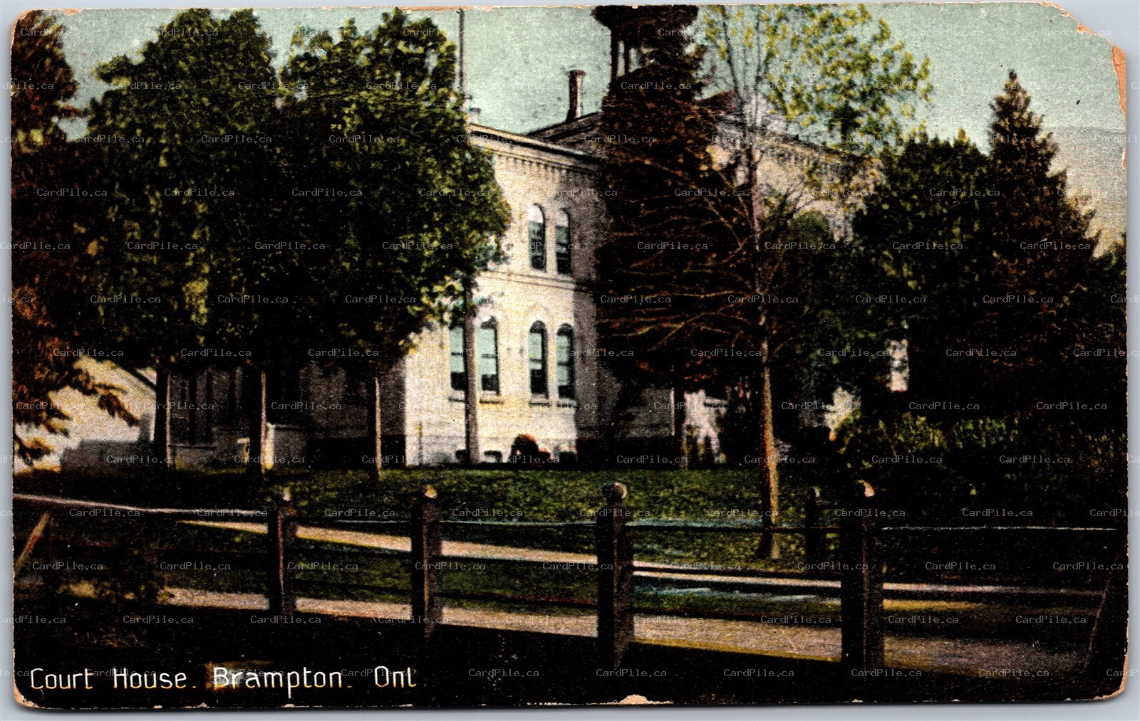 Postcard Brampton Ontario c1908 Court House Peel Region by Atkinson Bros *as is*