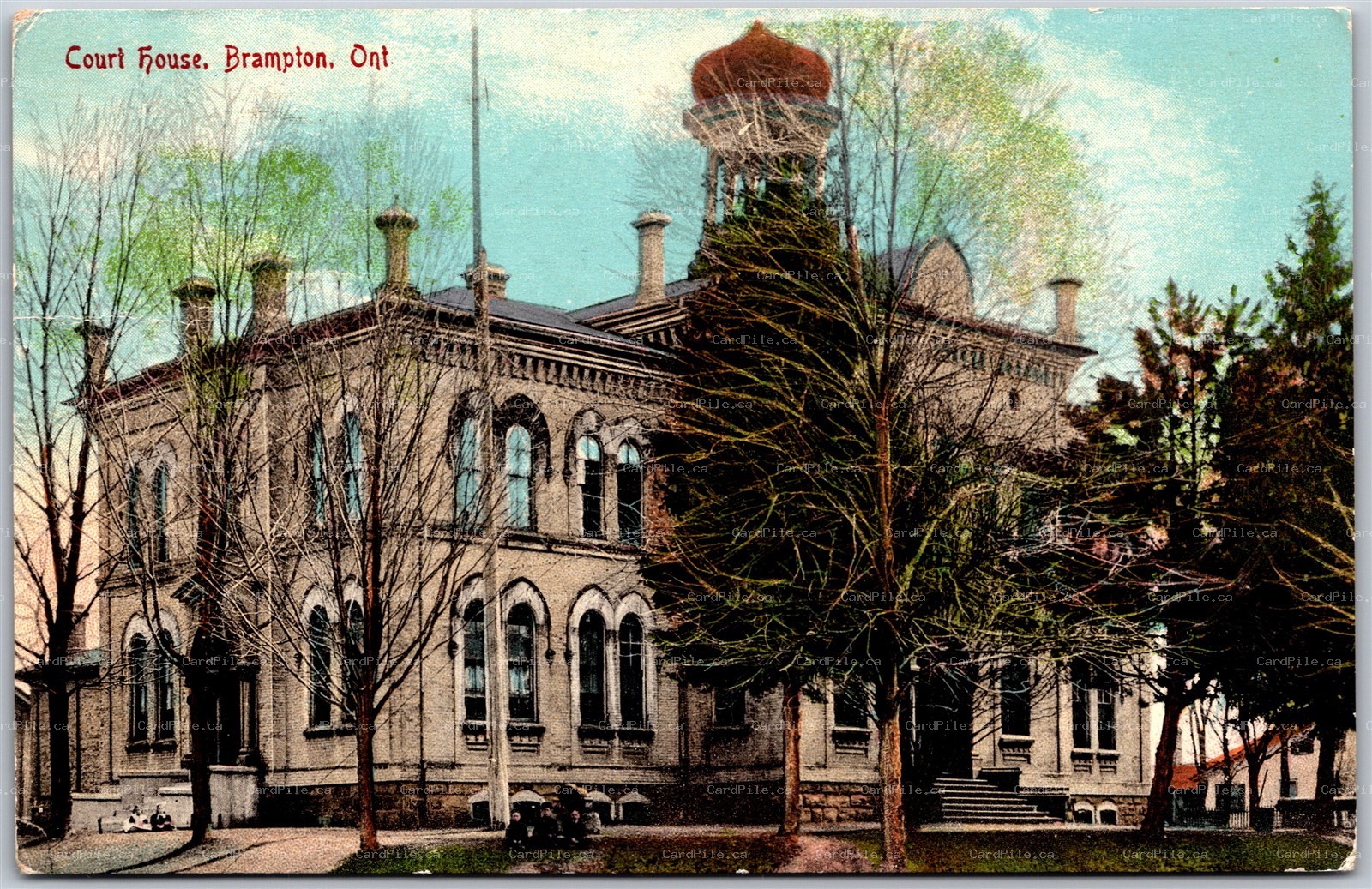 Postcard Brampton Ontario c1925 Court House Peel Region Postage Due 2c