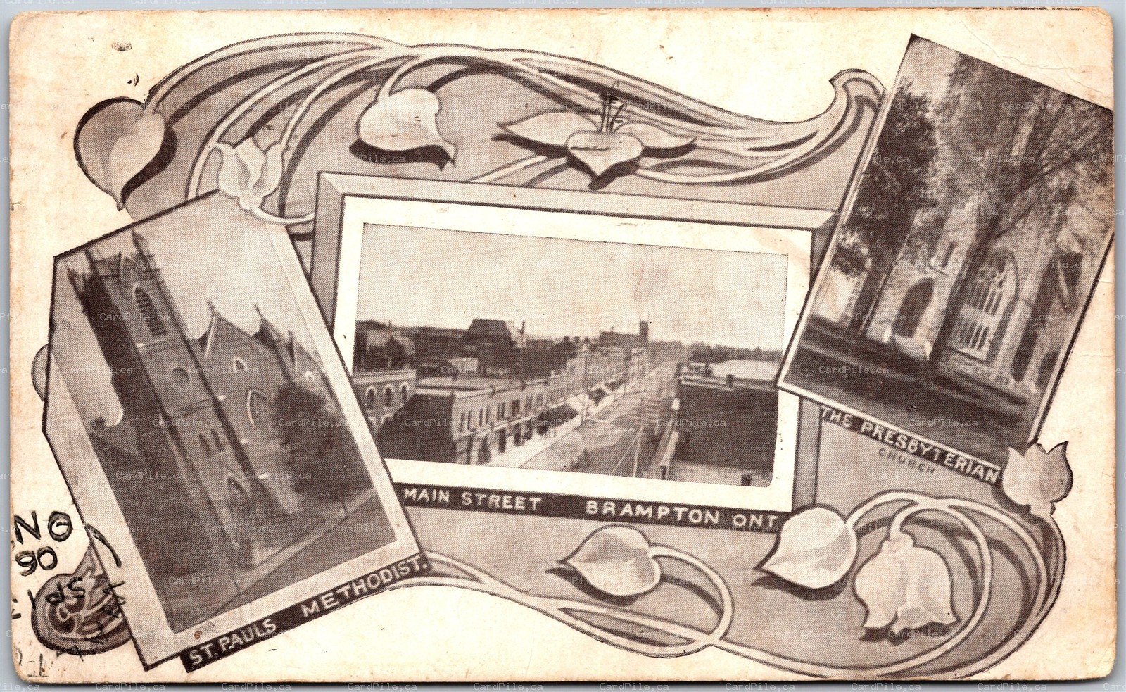 Postcard Brampton Ontario c1906 Multi Views by Knowles Split Ring Walton