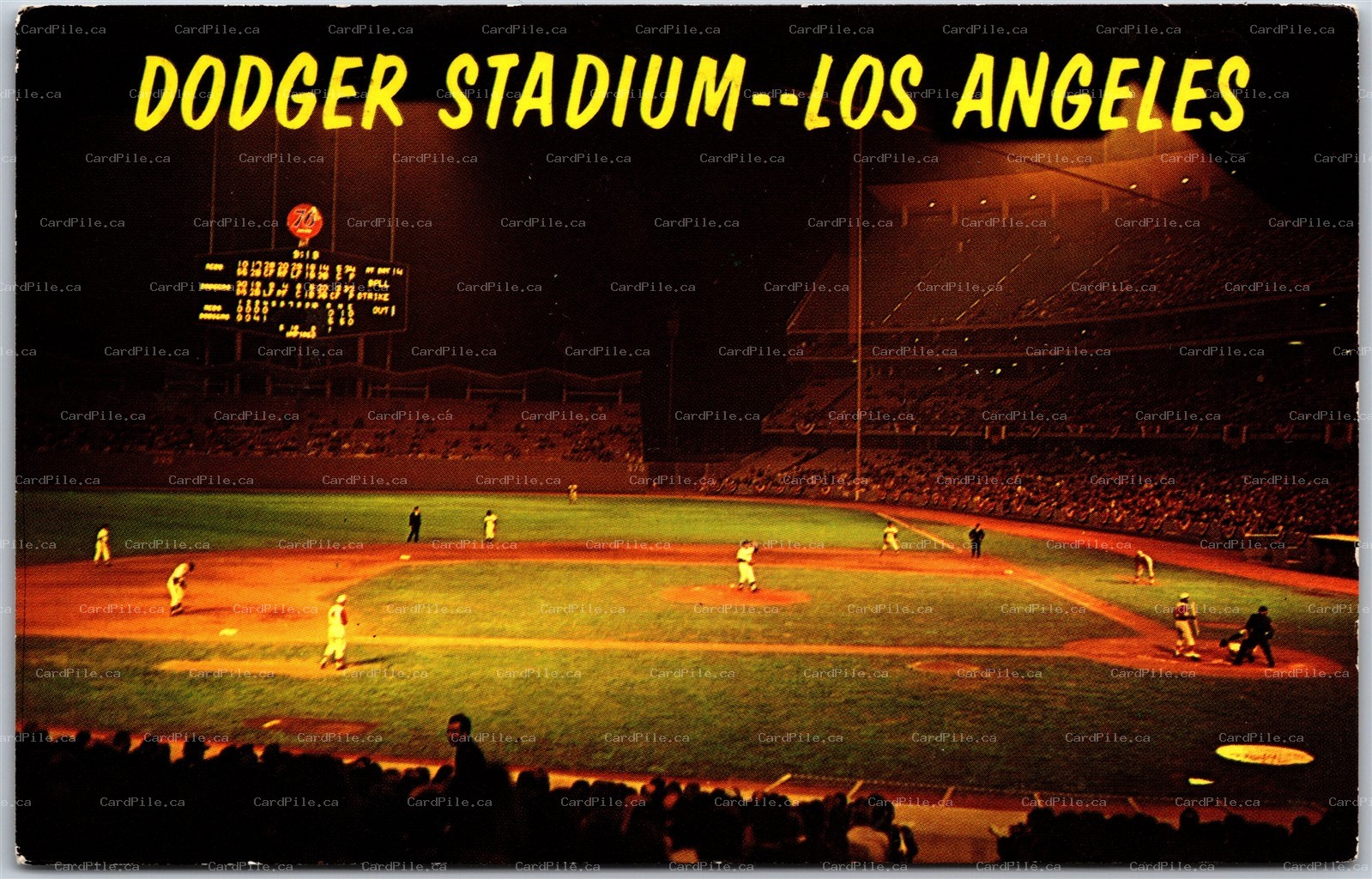 Postcard Los Angeles California c1967 Doger Stadium vs Cincinnati Reds Baseball