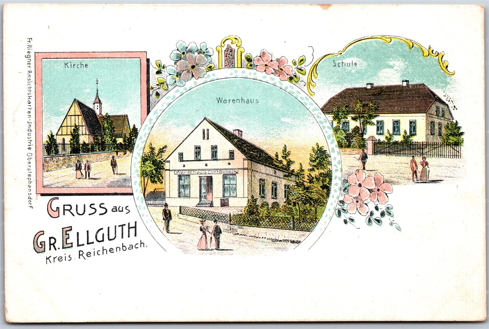 Postcard Germany c1910s Gruss aus Gr. Ellguth Kreis. Reichenbach Now in Poland