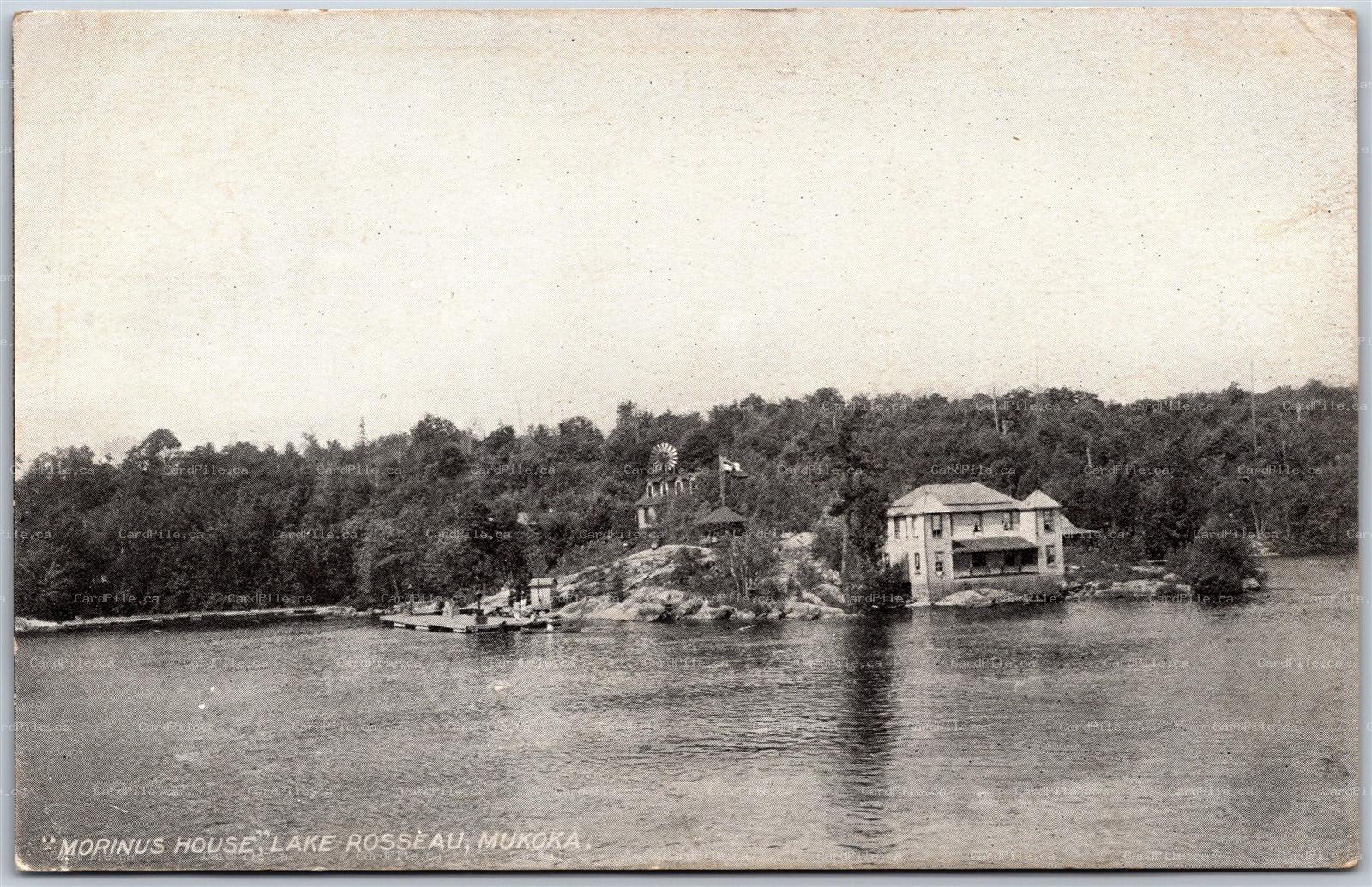 Postcard Lake Rosseau Muskoka c1907 Morinus House Split Ring Cancels Ballinafad