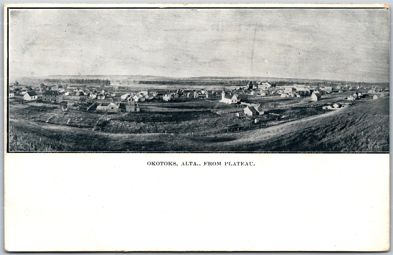 Postcard Okotoks Alberta c1900s View From The Plateau Undivided Back