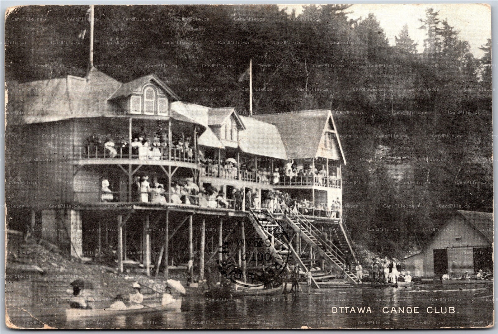 Postcard Ottawa Ontario c1909 Canoe Club on the Ottawa River *as is*