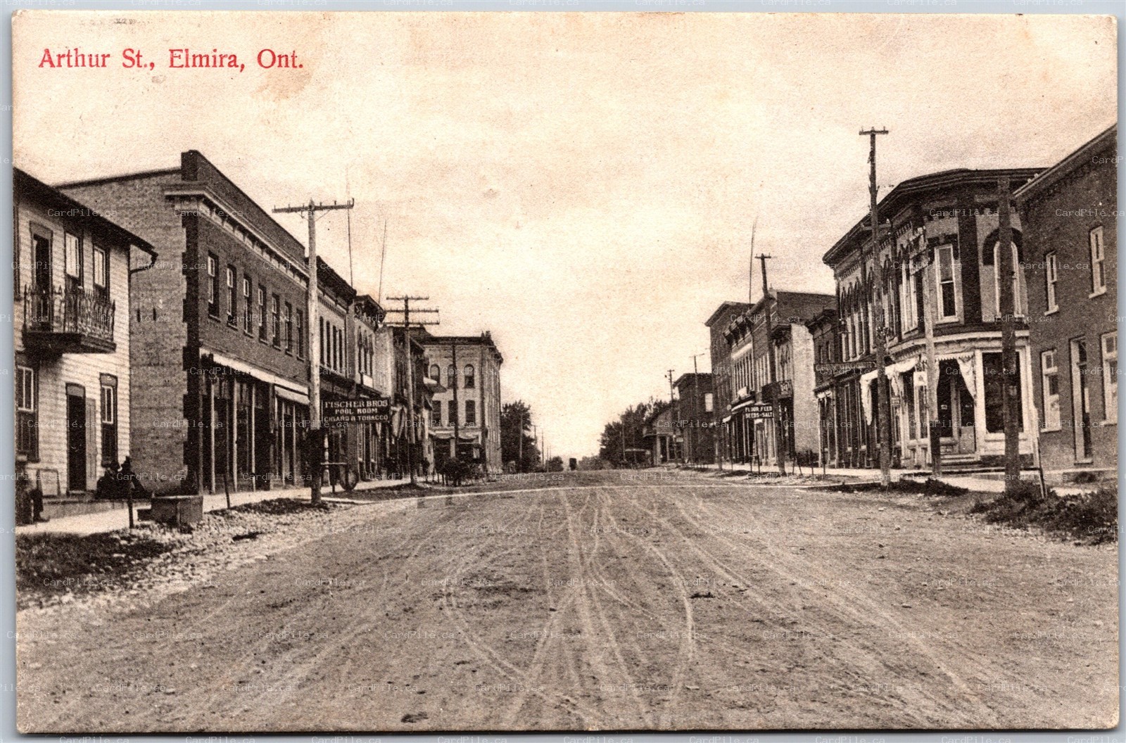 Postcard Elmira Ontario c1907 Arthur Street Waterloo Region Split Ring Cancels