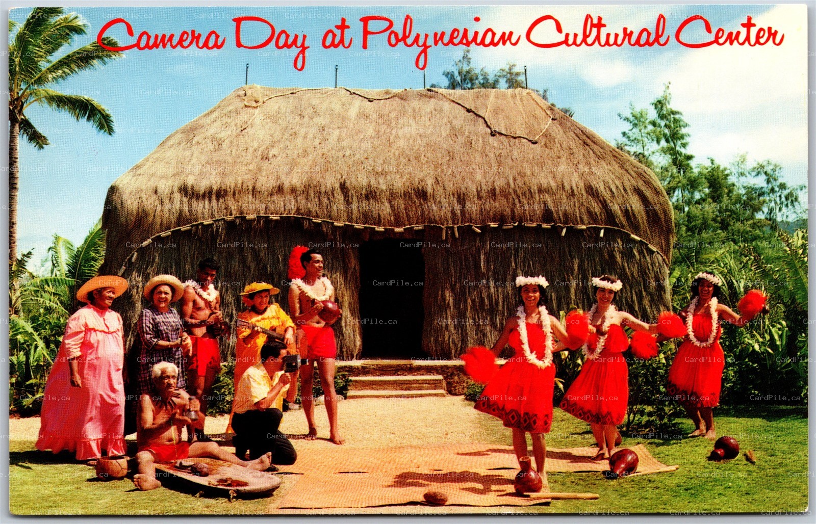 Postcard Laie Hawaii Camera Day at Polynesian Cultural Center Hale House