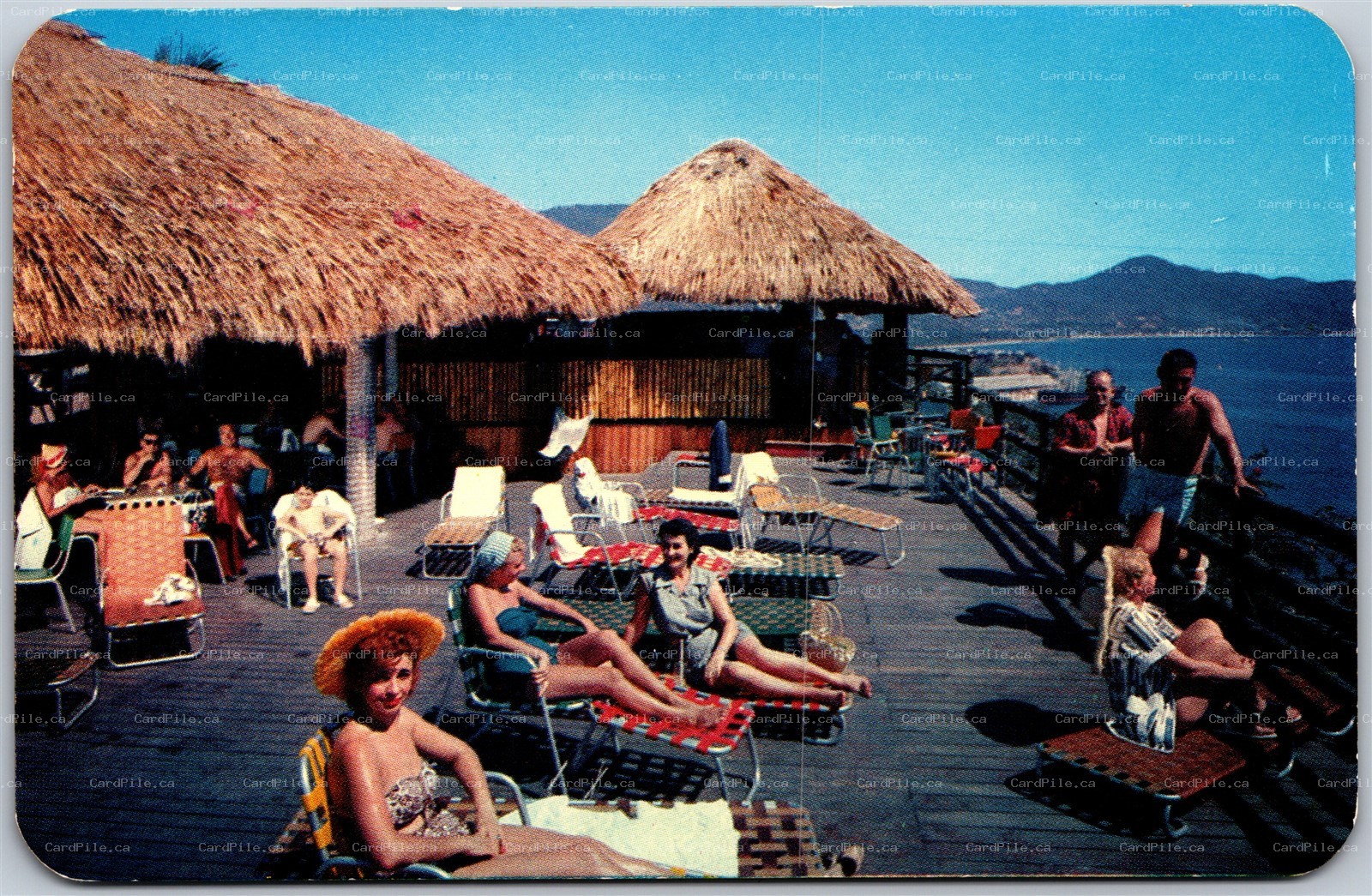 Postcard Acapulco Mexico Hotel Palacio Tropical Kon Tiki Gardens Sun Bathers