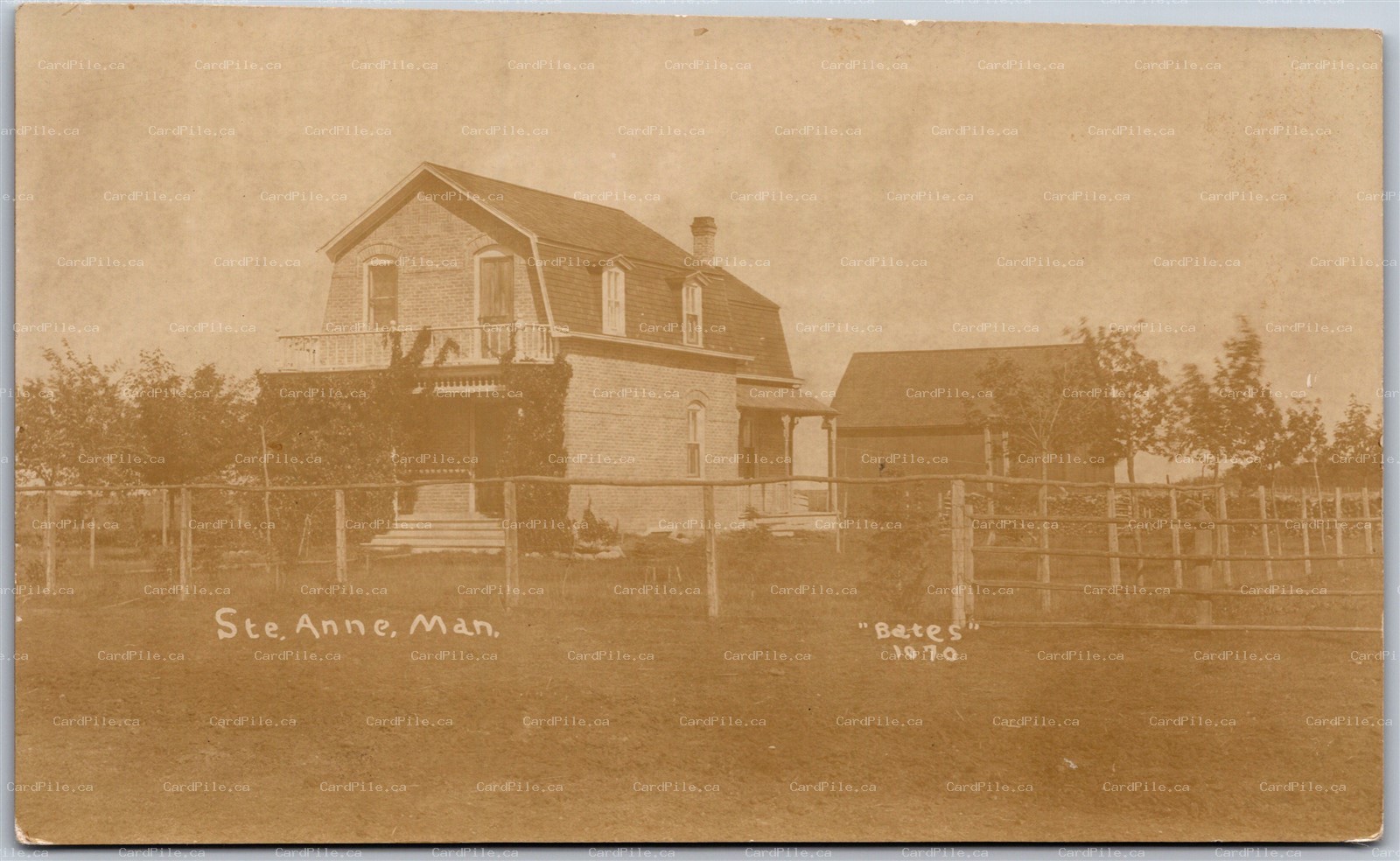 Postcard RPPC c1910s Ste. Anne Manitoba View of House by Bates READ BACK MESSAGE