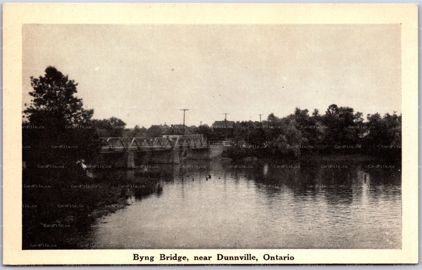 Postcard Dunnville Ontario 1940s Byng Bridge Haldimand County by F. H. Leslie
