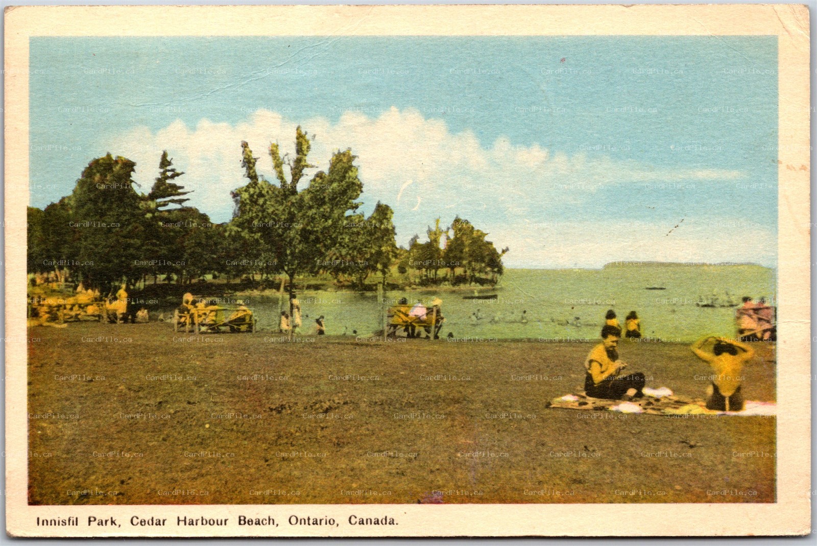 Postcard Innisfil Park Ontario c1947 Cedar Harbour Beach Lake Simcoe County