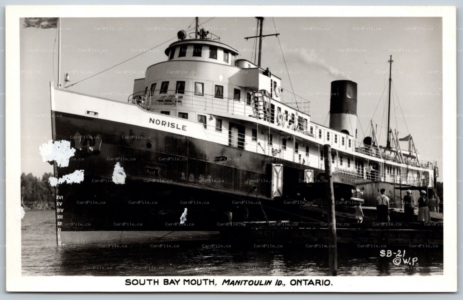 Postcard RPPC 1930s South Bay Mouth ONT Auto Ferry Norisle Manitoulin Is *as is*