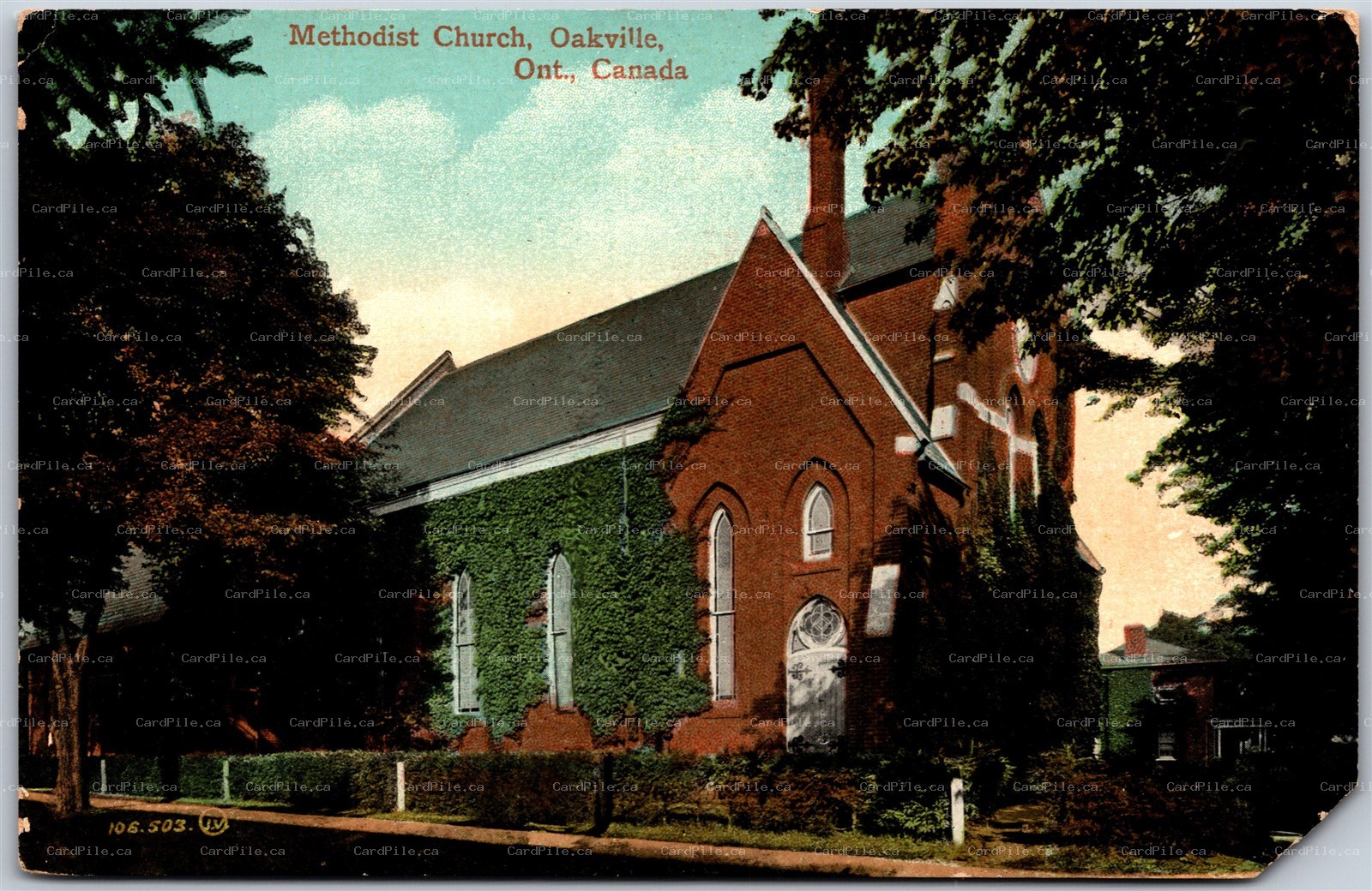 Postcard Oakville Ontario c1910s Methodist Church Halton Region *as is*