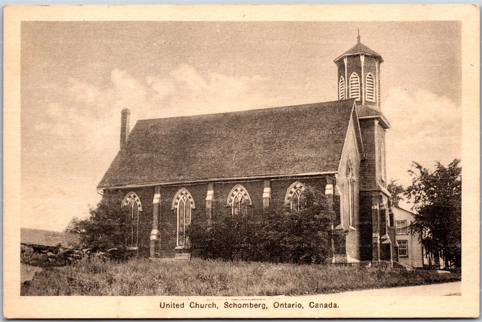 Postcard Schomberg Ontario c1920s United Church York Region by Evans *as is*