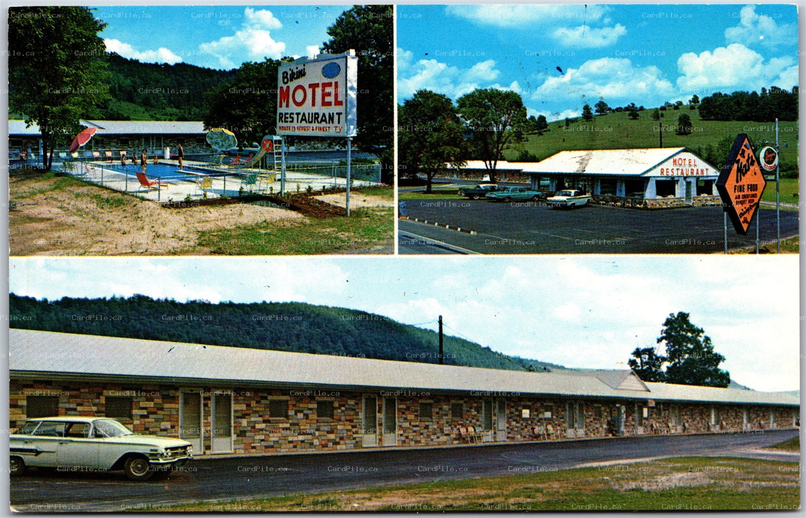Postcard Mansfield Pennsylvania c1964 Bikini Motel Route 15 Multie Views Pool