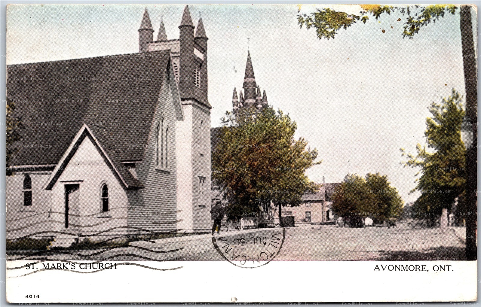 Postcard Avonmore Ontario c1907 St. Mark's Church Stormont County Split Ring