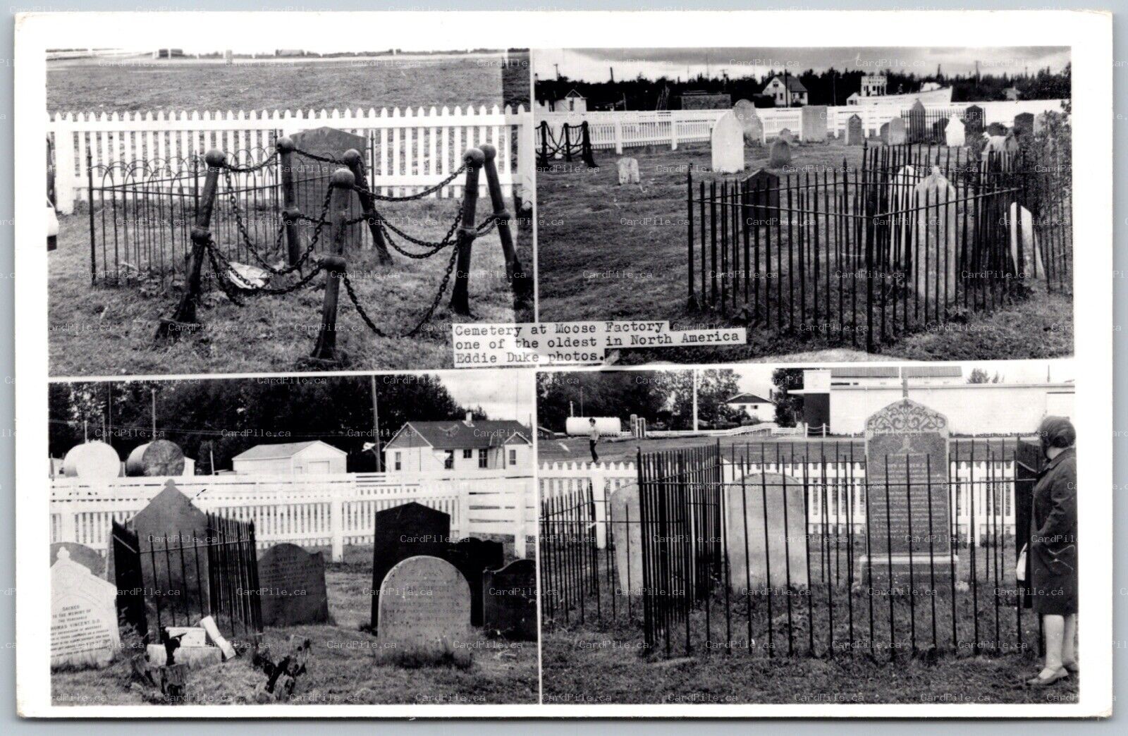 Postcard RPPC Moose Factory Island Ontario Multi Views Cemetery Eddie Duke