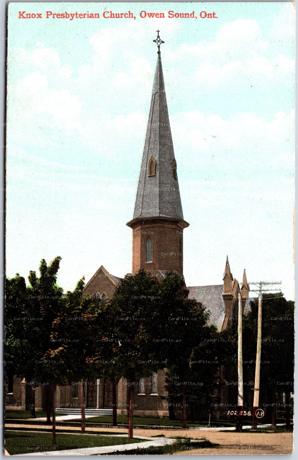 Postcard Owen Sound Ontario c1910s Knox Presbyterian Church Grey County