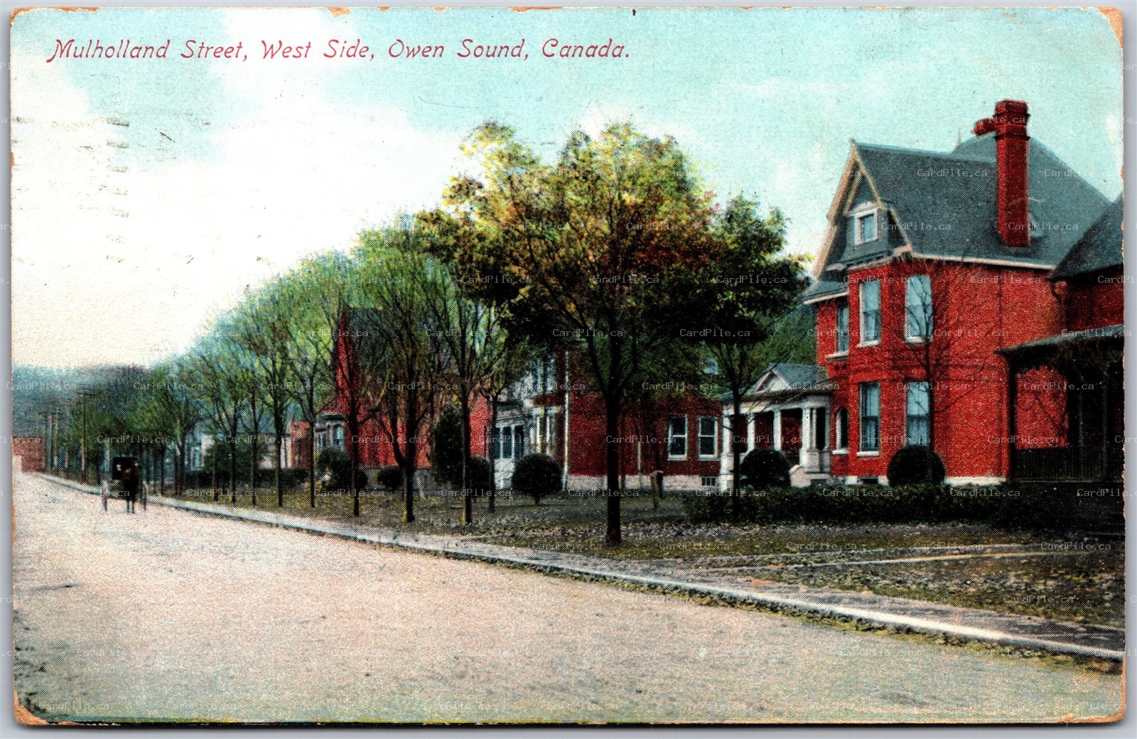 Postcard Owen Sound Ontario c1908 Mulholland Street West Side Huron County