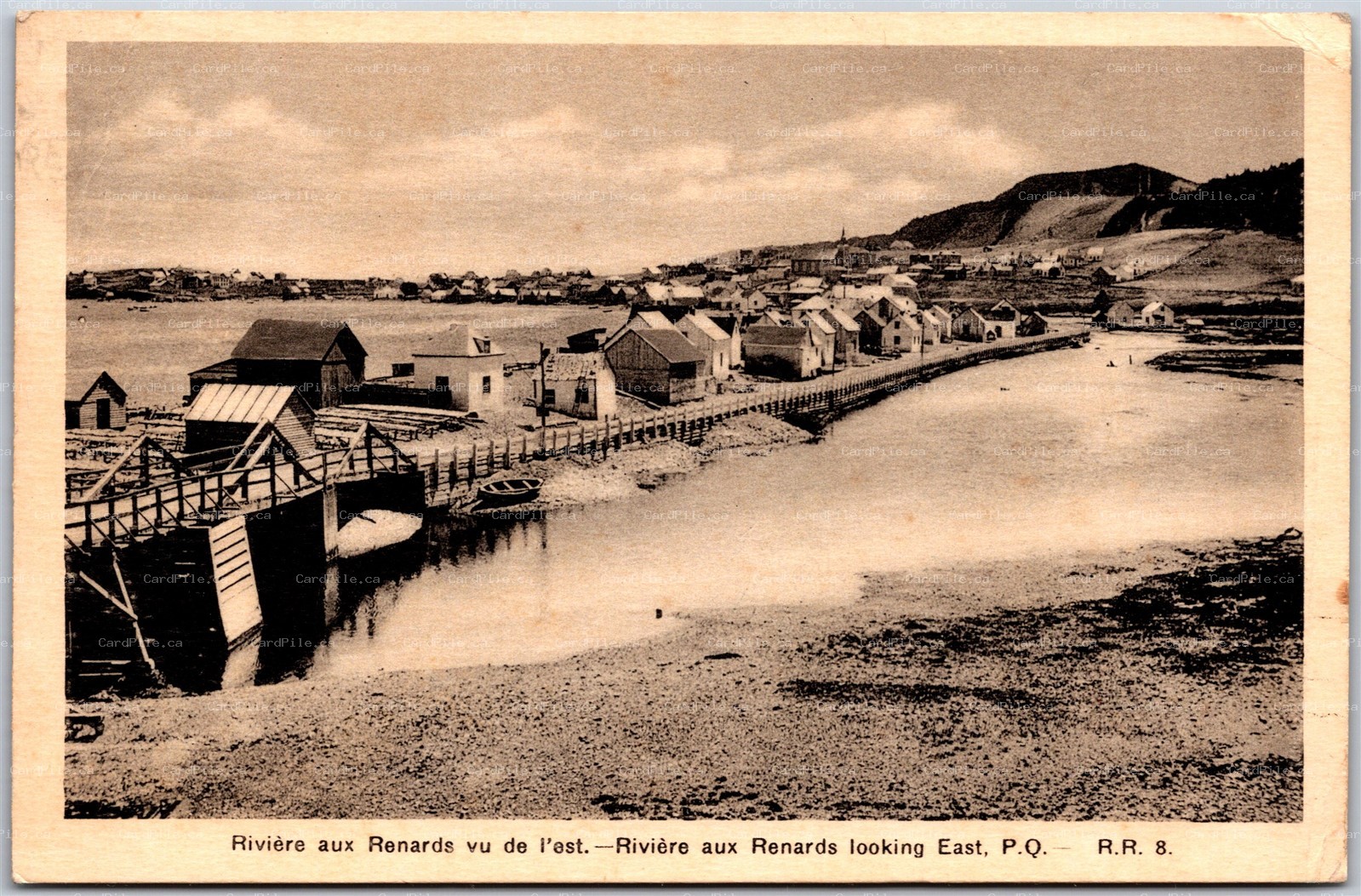 Postcard Riviere aux Renards Quebec c1937 Looking East Vu de L'est *as is*