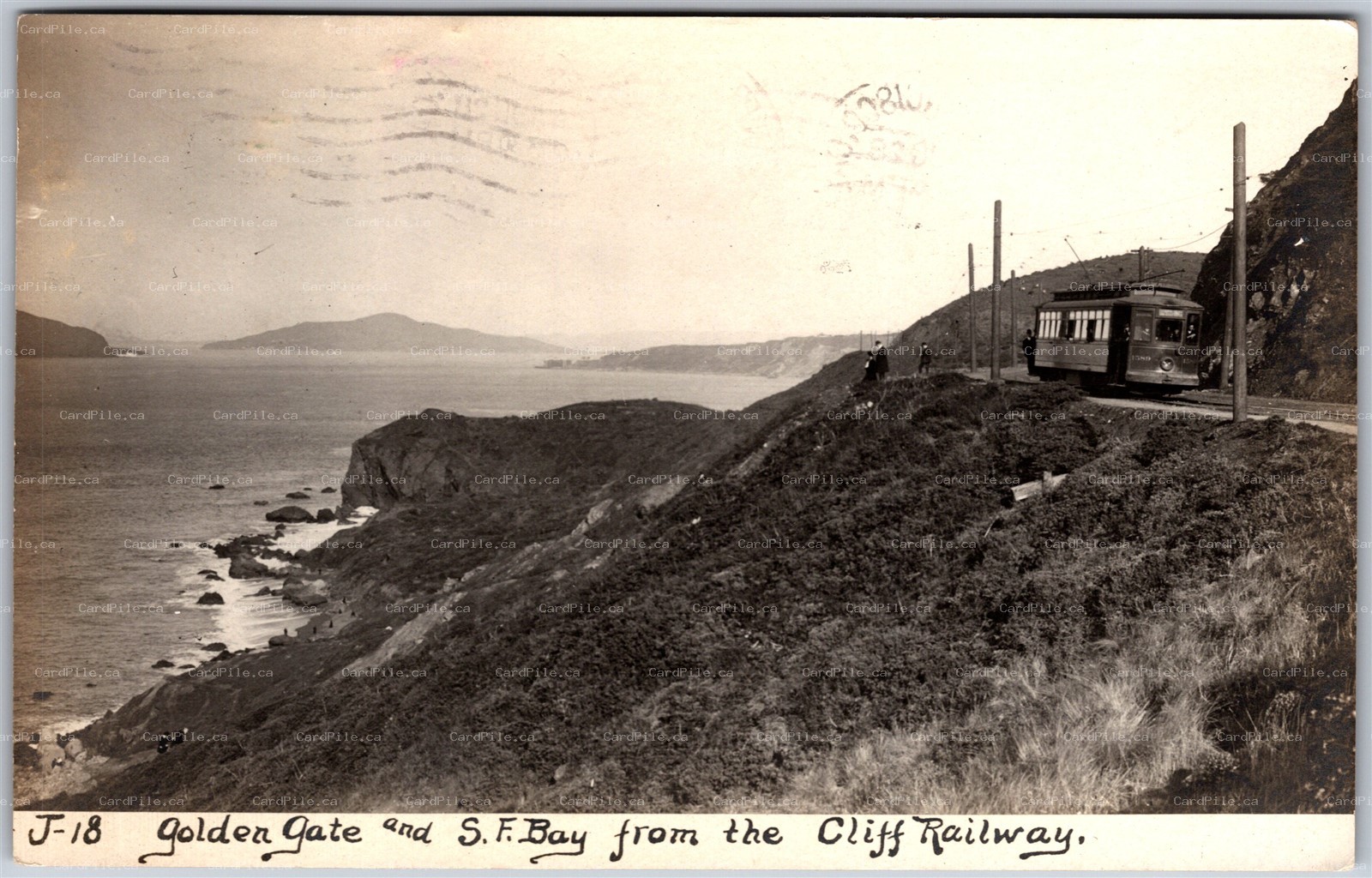 RPPC c1908 California Golden Gate & S.F. Bay From The Cliff Railway Trolly Car