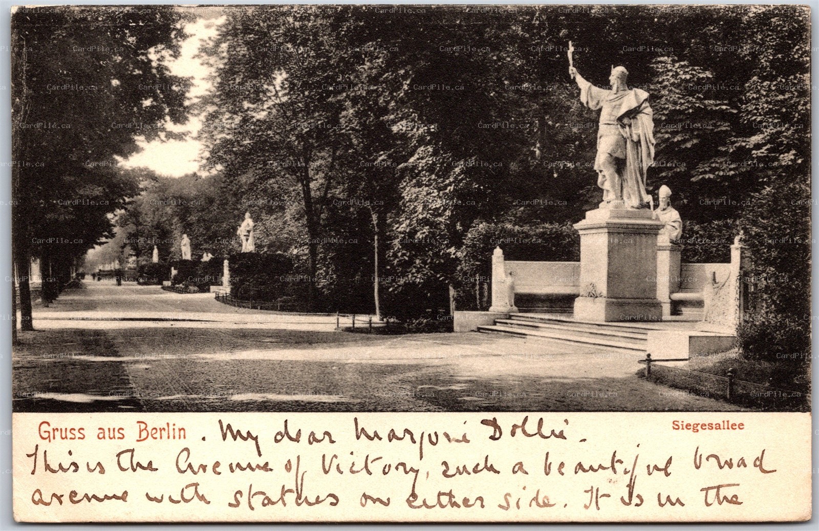 Postcard Gruss aus Berlin Germany c1910s Siegesallee Victory Avenue