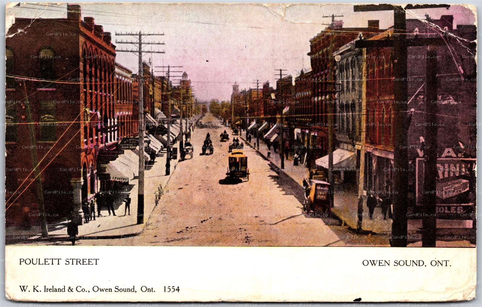 Postcard Owen Sound Ontario c1905 Poulett Street by W. K. Ireland *as is*